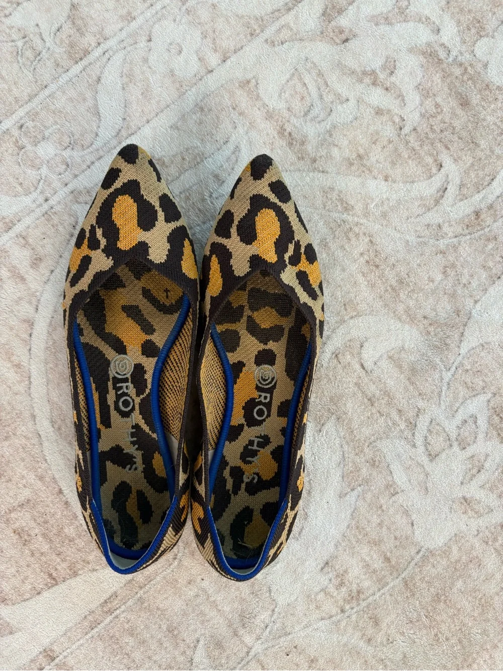 Rothy's Leopard Print Pointed Toe Flats - Brown/Black Size 9